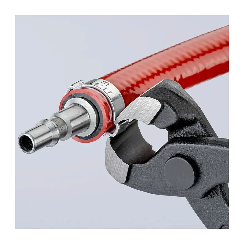 Knipex 1-Piece Ear Clamp Pliers, Plastic Coated Handle, Steel Black Atramentised, 220mm Overall Length 10 98 I220