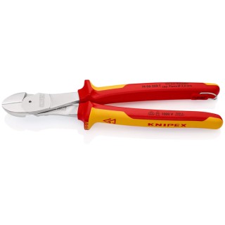 Knipex High Leverage 1000V Insulated Diagonal Cable Cutter 250mm With Bevel Model 74 06 250 T