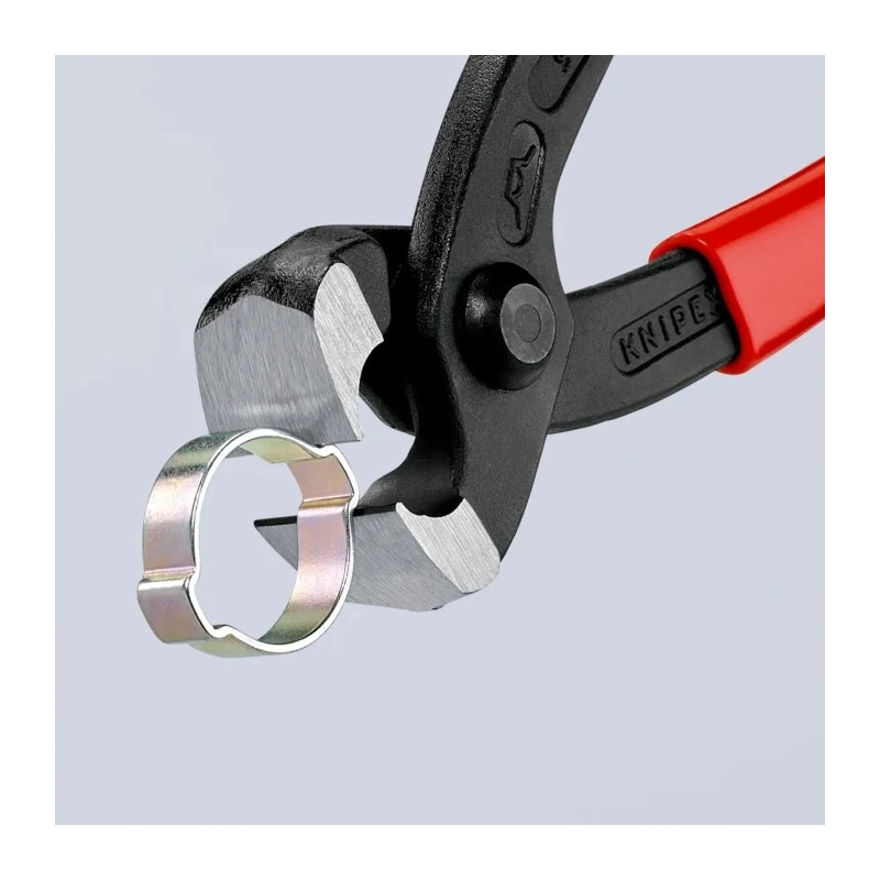 Knipex 1-Piece Ear Clamp Pliers, Plastic Coated Handle, Steel Black Atramentised, 220mm Overall Length 10 98 I220