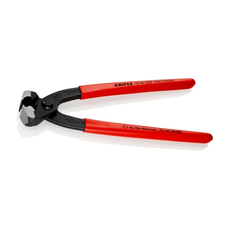 Knipex 1-Piece Ear Clamp Pliers, Plastic Coated Handle, Steel Black Atramentised, 220mm Overall Length 10 98 I220