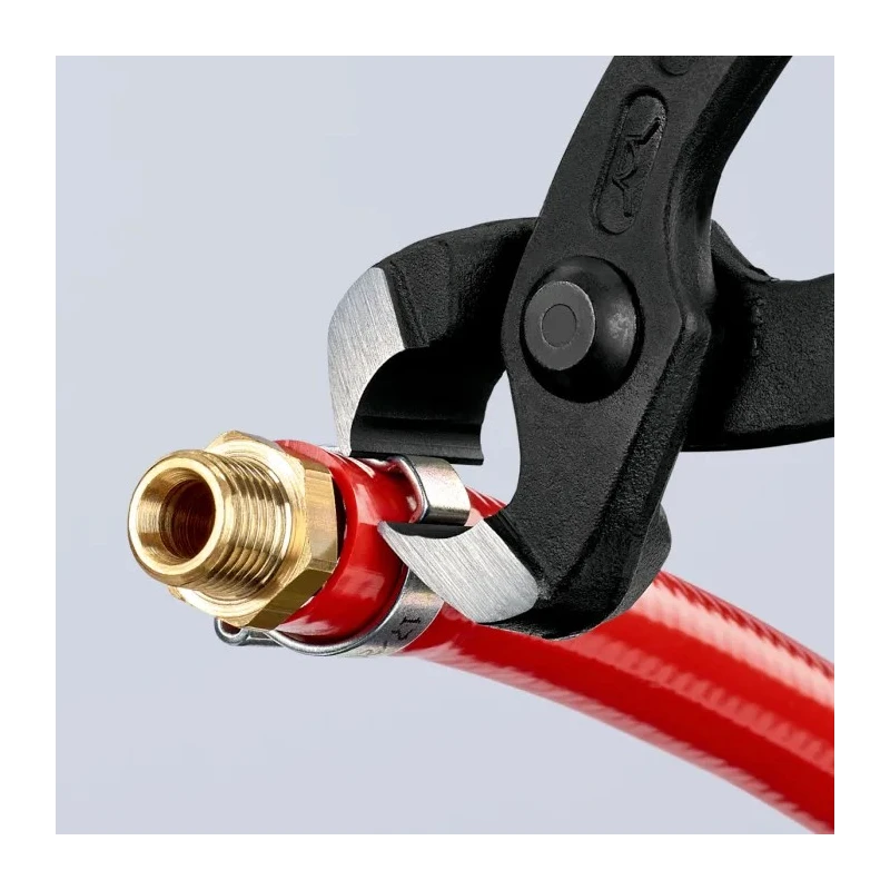 Knipex 1-Piece Ear Clamp Pliers, Plastic Coated Handle, Steel Black Atramentised, 220mm Overall Length 10 98 I220