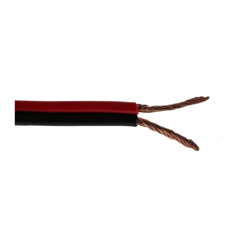 RS PRO 2 Core Stranded Bare Copper Audio Cable, Red Black PVC Jacket, 100m Length 136-8134