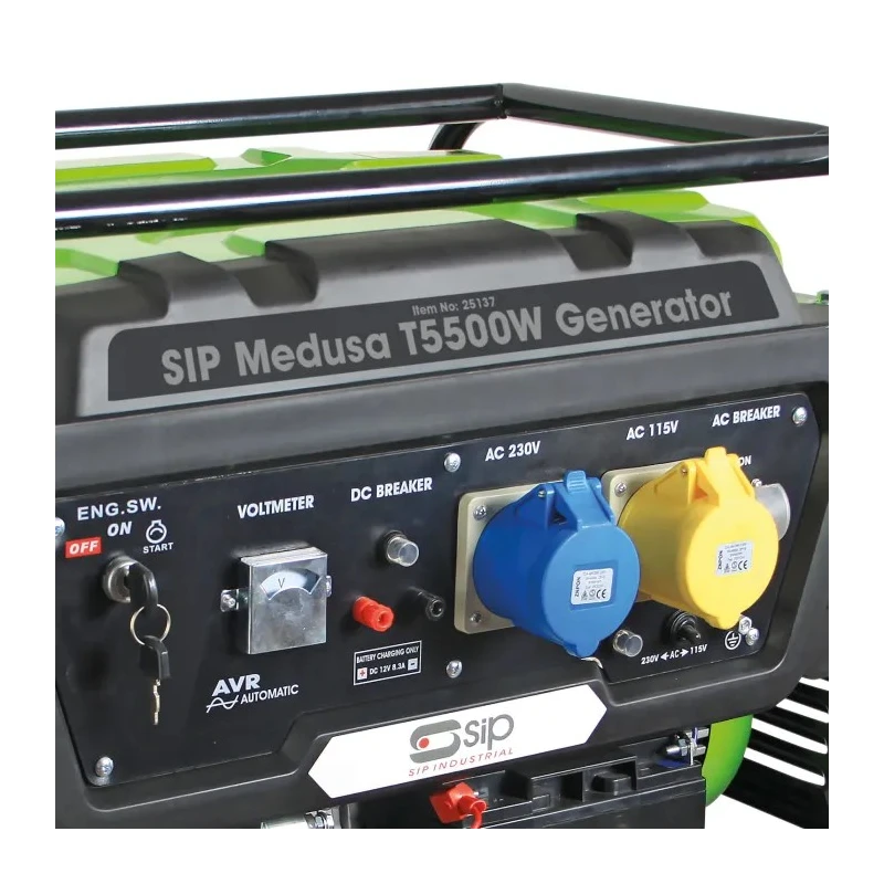 SIP Heavy-Duty Petrol Generator 5.5kW Maximum Output Power 12 V dc, 230V ac Output 25L Fuel Tank Capacity 83 kg 25137