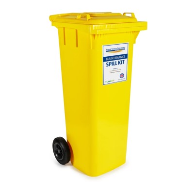 Lubetech Maintenance Spill Kit 120 L Capacity in Yellow Polyethylene Wheeled Bin 14-1120