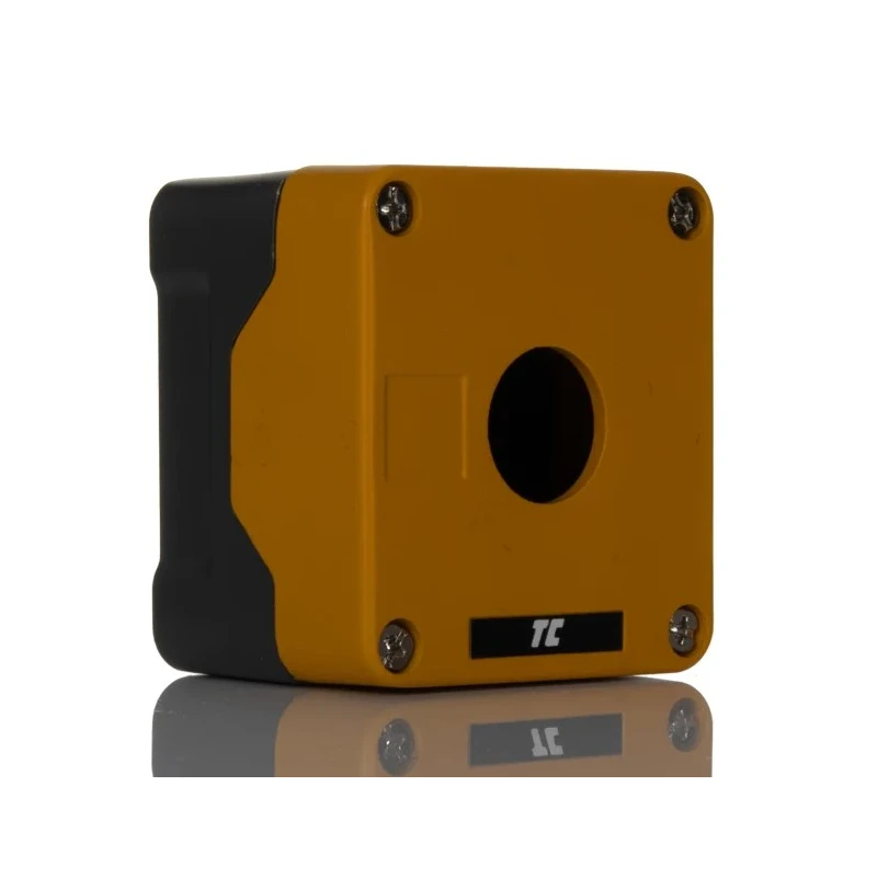 RS PRO Yellow Die Cast Aluminium Push Button Enclosure 1 Hole 22.5 mm Diameter 136-8582