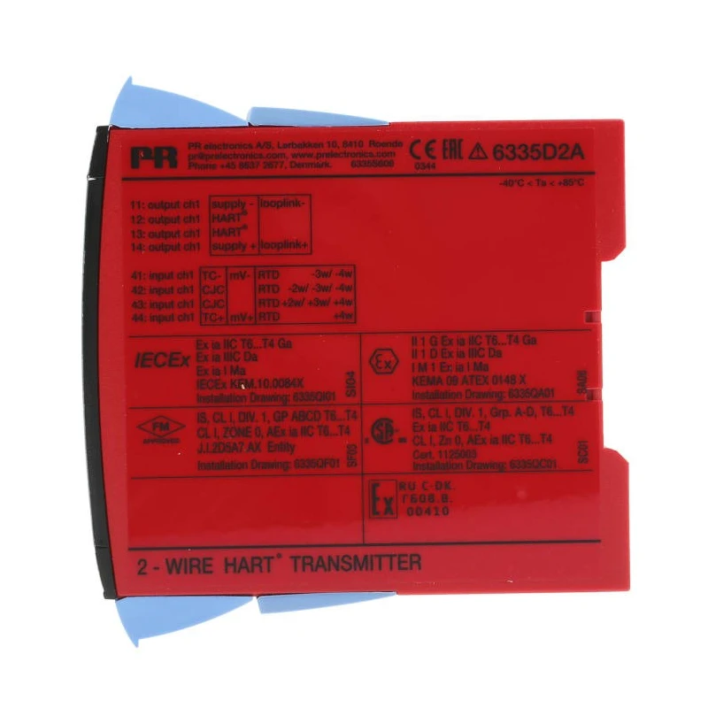 PR Electronics 2-Wire HART Temperature Transmitter 30V dc, -40°C to 85°C Operating 6335D2A