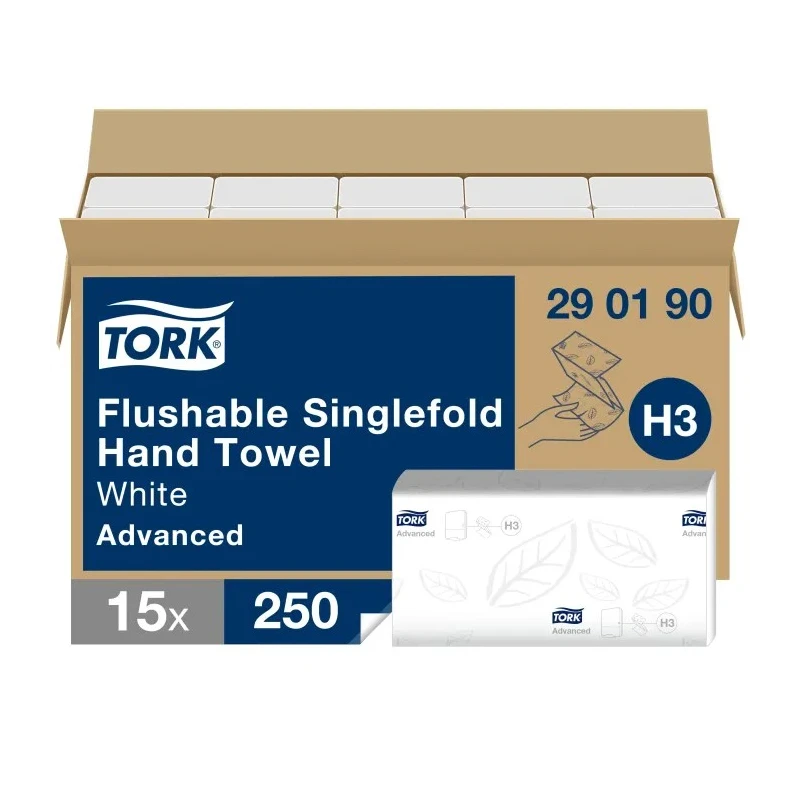 Tork Flushable Folded Paper Towel 115 x 230 mm 2 Ply 250 Sheets 290190