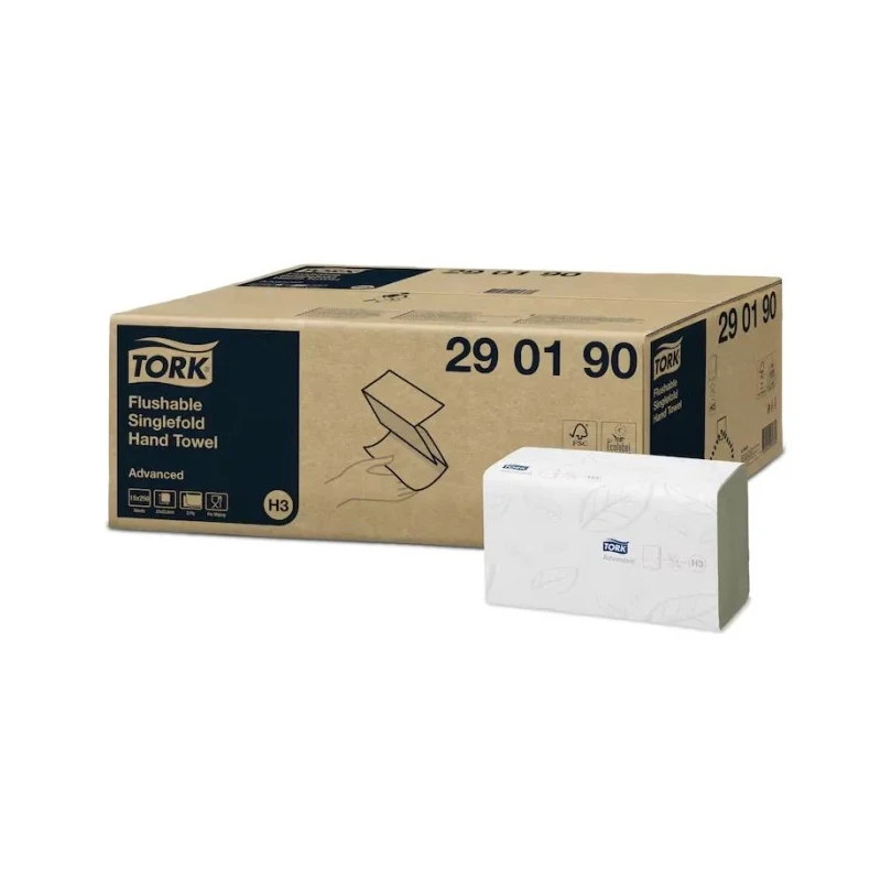 Tork Flushable Folded Paper Towel 115 x 230 mm 2 Ply 250 Sheets 290190