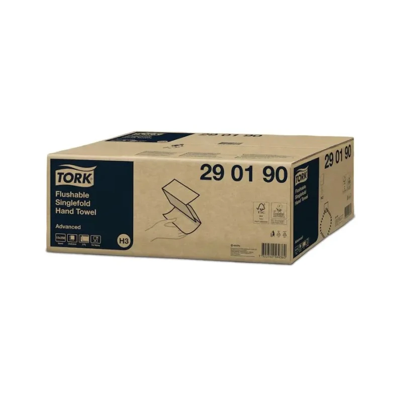 Tork Flushable Folded Paper Towel 115 x 230 mm 2 Ply 250 Sheets 290190
