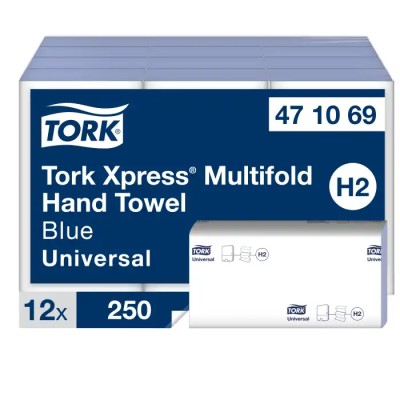Tork Xpress Folded Paper Towel Blue 1 Ply 81 x 213 Folded mm, 241 x 213 Unfolded mm 471069