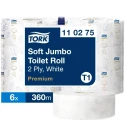 Tork Jumbo 2-Ply Toilet Roll 265mm Diameter, 360m Roll Length, 1800 Sheets per Roll, Pack of 6 110275
