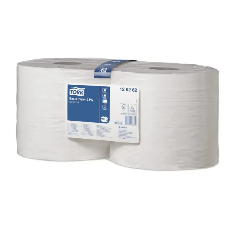 Tork Basic Paper 2 Ply Roll Paper Towel, 340 m x 235 mm, 1 Ply, 971 Sheets 129262