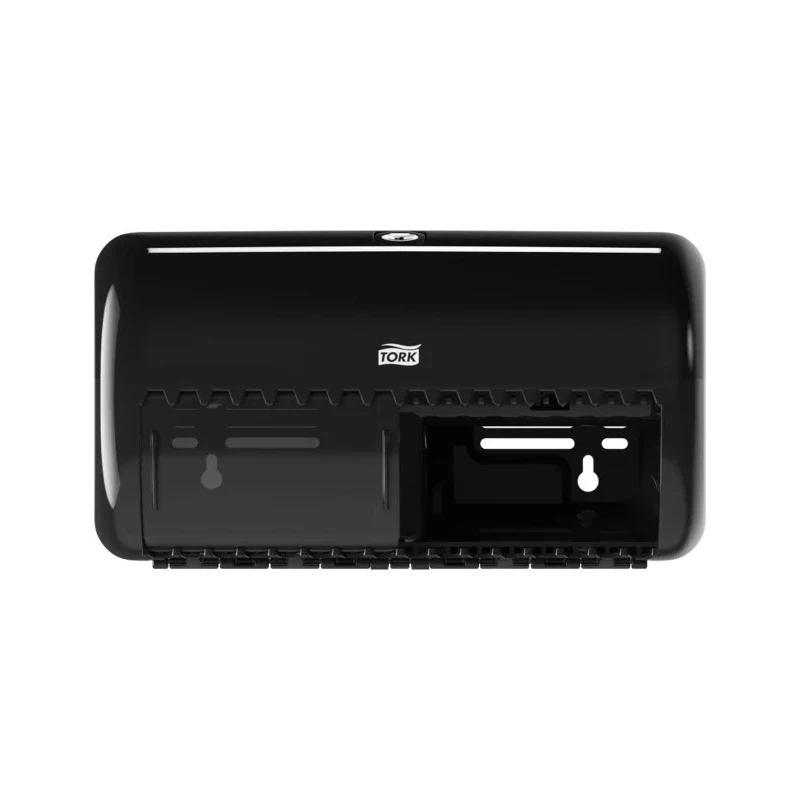 Tork Black Plastic Dual Conventional Toilet Roll Dispenser 153 mm x 158 mm x 286 mm 557008