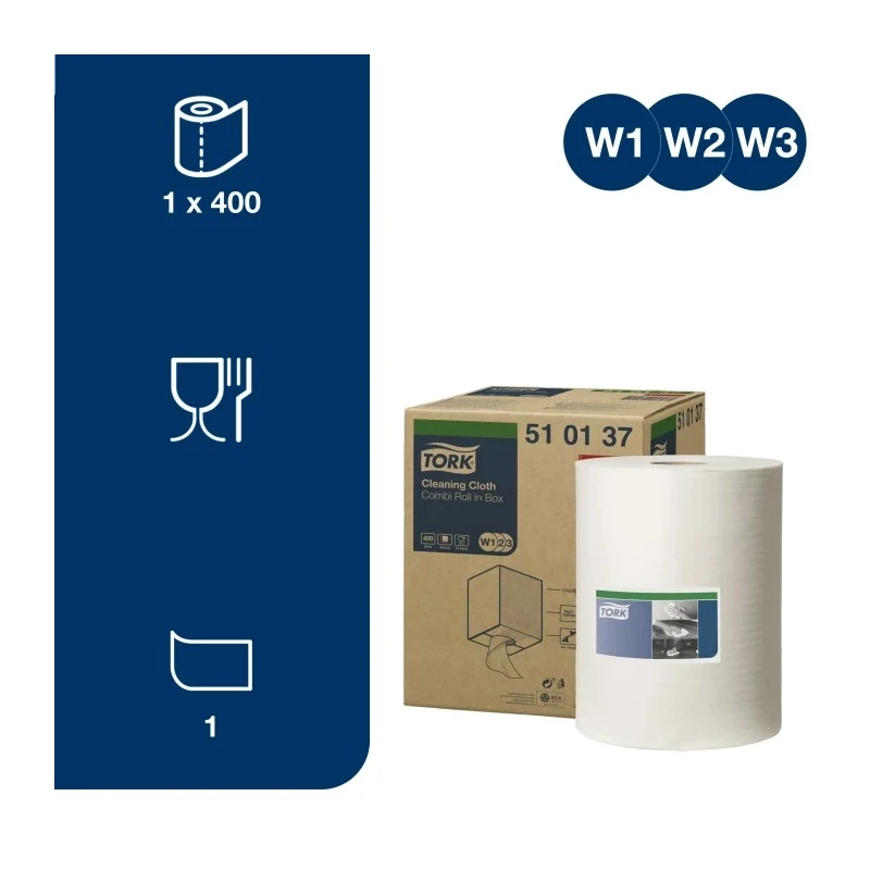 Tork Dry Multi-Purpose White Centrefeed Wipes 152 m x 320 mm Single Ply 400 Per Pack 510137