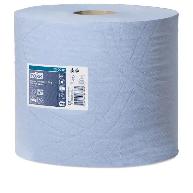 Tork Industrial Heavy-Duty Wiping Roll Paper Towel, 119 m x 235 mm, 3 Ply, 350 Sheets 130081