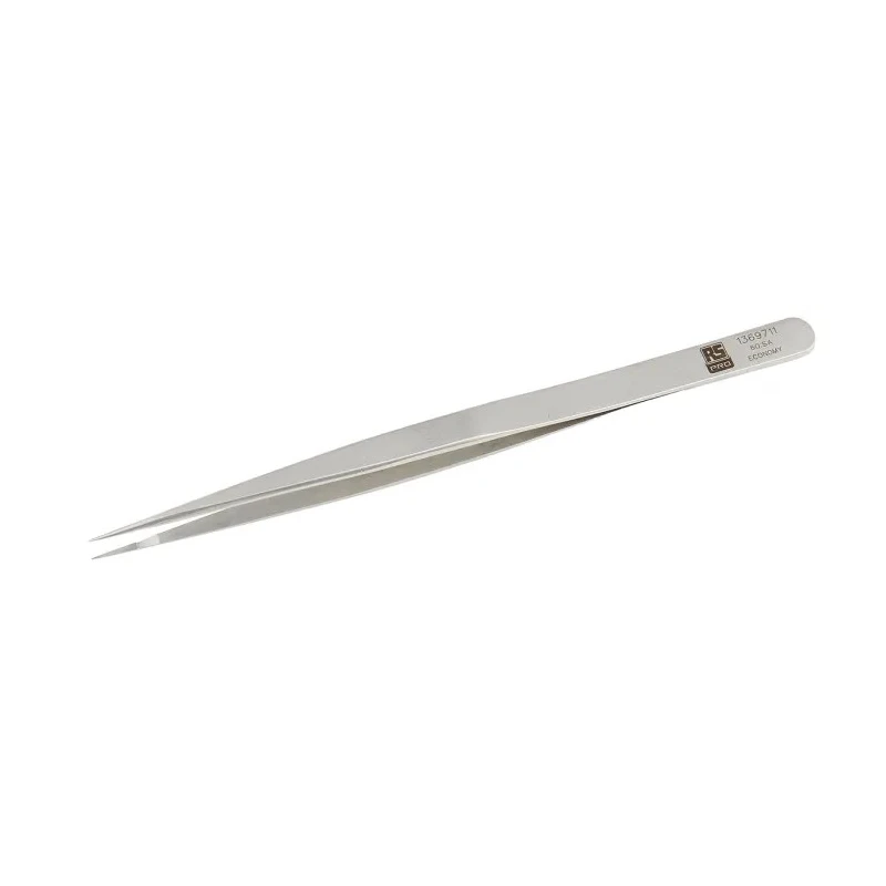 RS PRO 140mm Stainless Steel Very Sharp Fine Straight Tweezer 136-9711