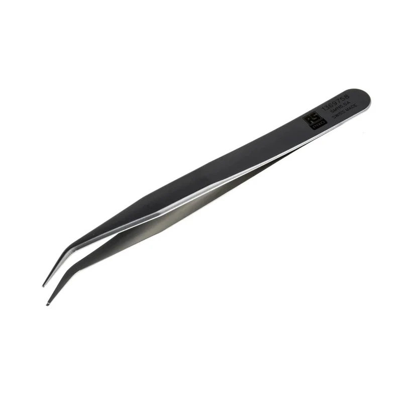 RS PRO 120mm Stainless Steel Grooved Tweezer 136-9758