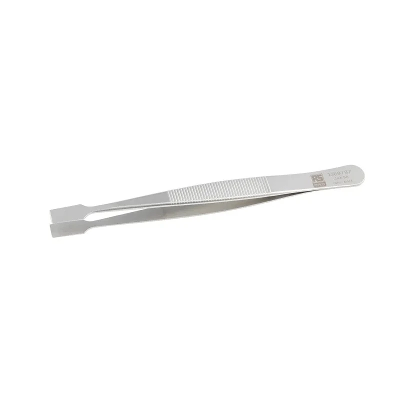 RS PRO Stainless Steel Flat Tweezer 120mm, Anti-Magnetic, Anti-Acid 136-9797