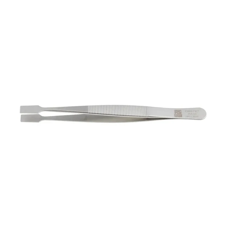 RS PRO Stainless Steel Flat Tweezer 120mm, Anti-Magnetic, Anti-Acid 136-9797