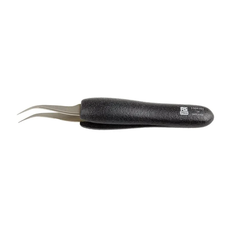 RS PRO 120mm Stainless Steel Curved Fine ESD Safe Tweezer 136-9793