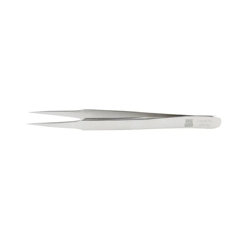 RS PRO Stainless Steel Flat Tweezer 120mm Anti-Magnetic Anti-Acid 136-9838