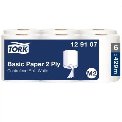 Tork Basic Paper 2 Ply Roll Paper Towel 150.2 m x 180 mm, 2 Ply, 429 Sheets 129107