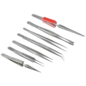 RS PRO Stainless Steel Tweezer Set, Anti-Acid, Anti-Magnetic, 7 Pieces 136-9881