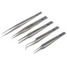 RS PRO Stainless Steel Tweezer Set Anti-Acid Anti-Magnetic 5 Pieces 136-9872