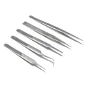 RS PRO Stainless Steel Tweezer Set Anti-Acid Anti-Magnetic 5 Pieces 136-9872