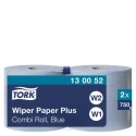 Tork Wiping Paper Plus Roll Paper Towel 2-Ply Blue, 235mm Width, 750 Sheets, 255000mm Roll Length 130052