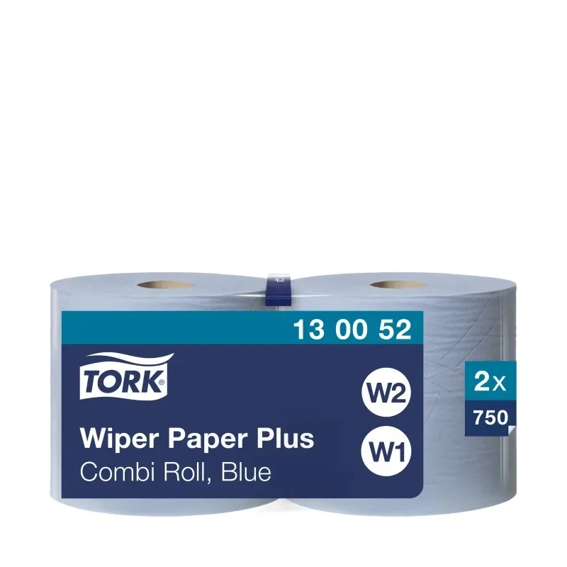 Tork Wiping Paper Plus Roll Paper Towel 2-Ply Blue, 235mm Width, 750 Sheets, 255000mm Roll Length 130052