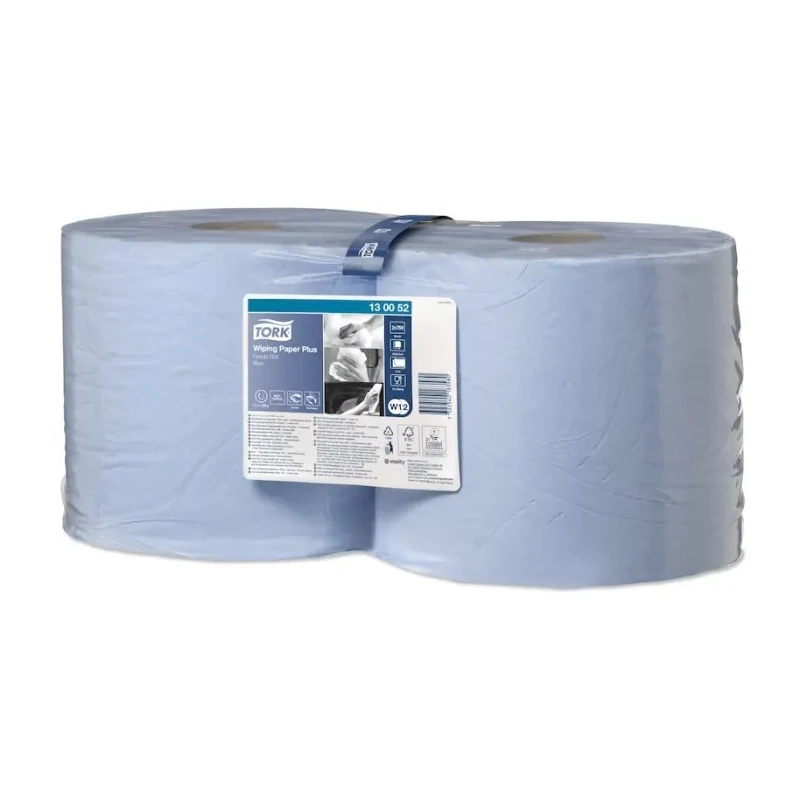Tork Wiping Paper Plus Roll Paper Towel 2-Ply Blue, 235mm Width, 750 Sheets, 255000mm Roll Length 130052