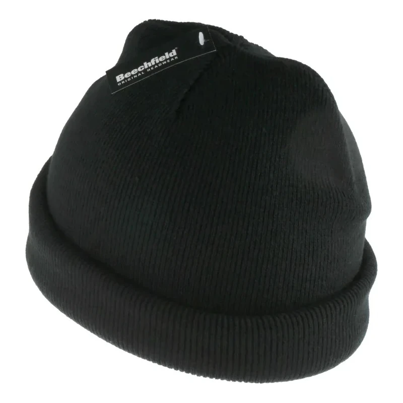 RS PRO Black Acrylic Cuffed Beanie Hat, Double Layered Knit, One Size Adjustable 137-0288