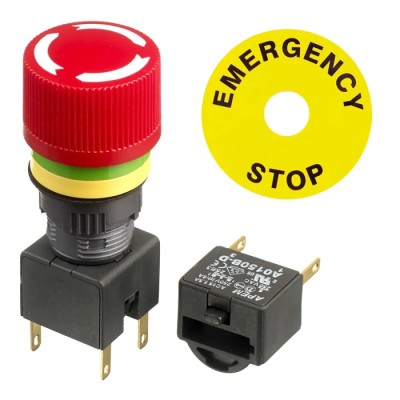 APEM A01ES-D Series Twist Release Emergency Stop Push Button Panel Mount 16mm Cutout 2 NC IP40 IP65 A01ES-D
