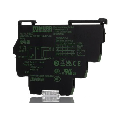 Murrelektronik Limited Interface Relay Module, DIN Rail Mount, 24V DC Coil, SPDT Contact, 6A Current, 14mA Coil Current 52000