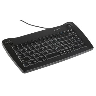 RS PRO Wired PS2 Trackball Mini Keyboard QWERTY (UK) Black Compact Industrial Grade 136-9674