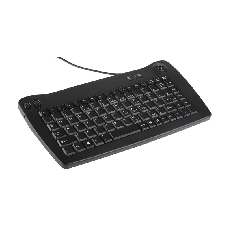 RS PRO Wired PS2 Trackball Mini Keyboard QWERTY (UK) Black Compact Industrial Grade 136-9674