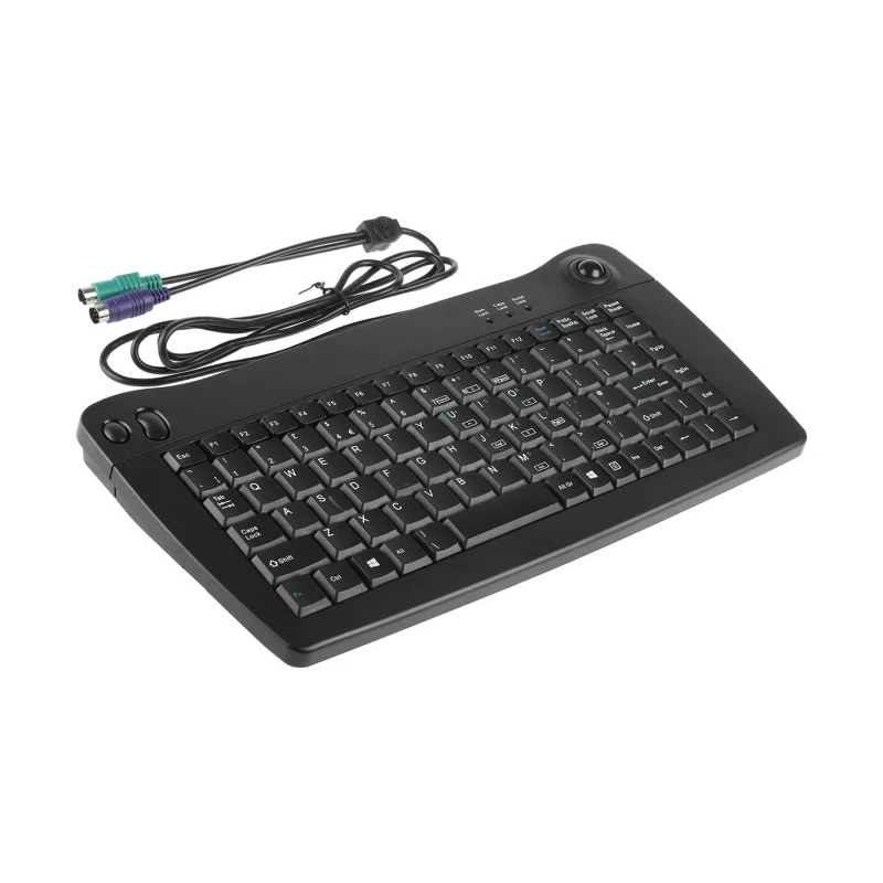 RS PRO Wired PS2 Trackball Mini Keyboard QWERTY (UK) Black Compact Industrial Grade 136-9674