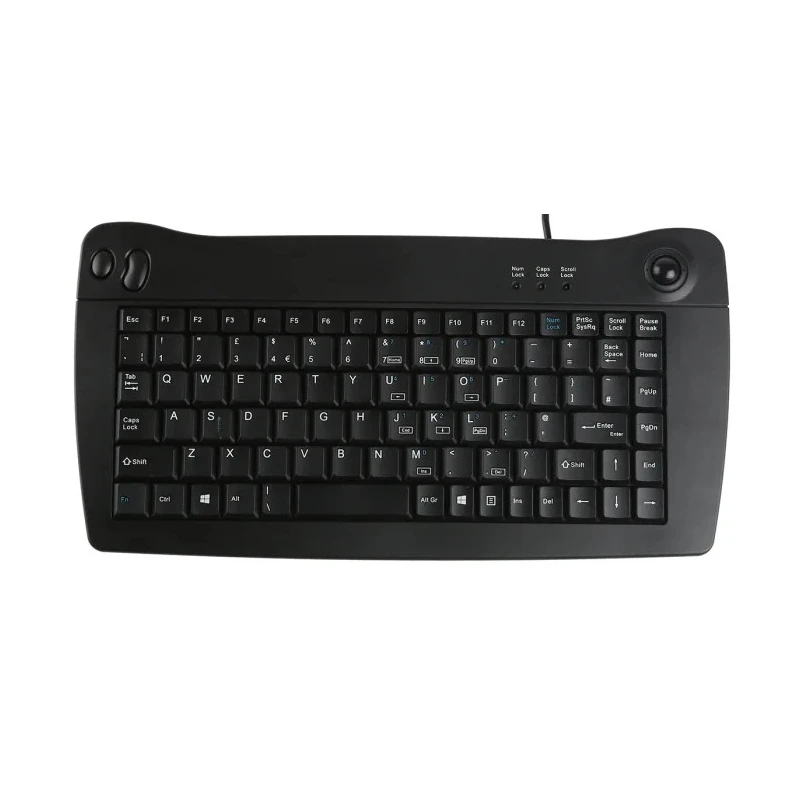 RS PRO Wired PS2 Trackball Mini Keyboard QWERTY (UK) Black Compact Industrial Grade 136-9674
