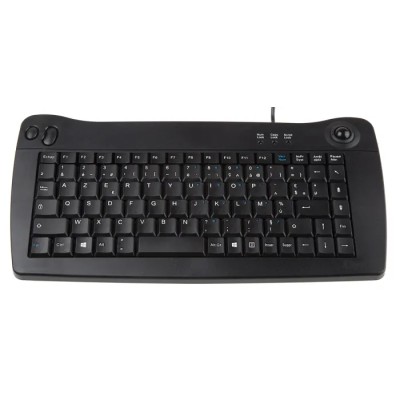 RS PRO Mini Wired USB Trackball Keyboard AZERTY Layout Black 338 x 173 x 30 mm 136-9677