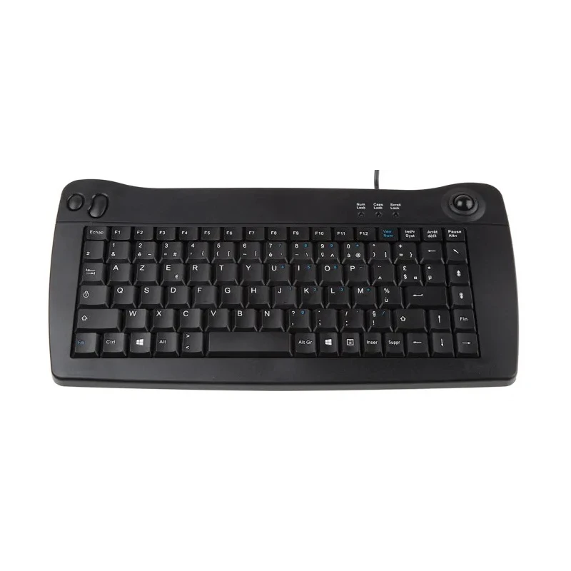 RS PRO Mini Wired USB Trackball Keyboard AZERTY Layout Black 338 x 173 x 30 mm 136-9677