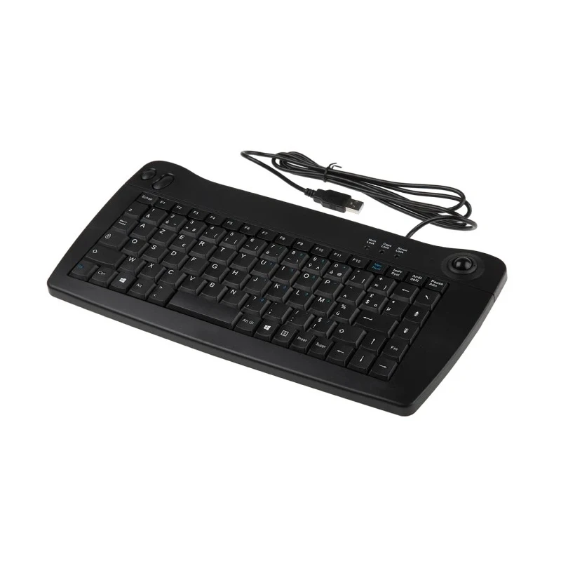 RS PRO Mini Wired USB Trackball Keyboard AZERTY Layout Black 338 x 173 x 30 mm 136-9677