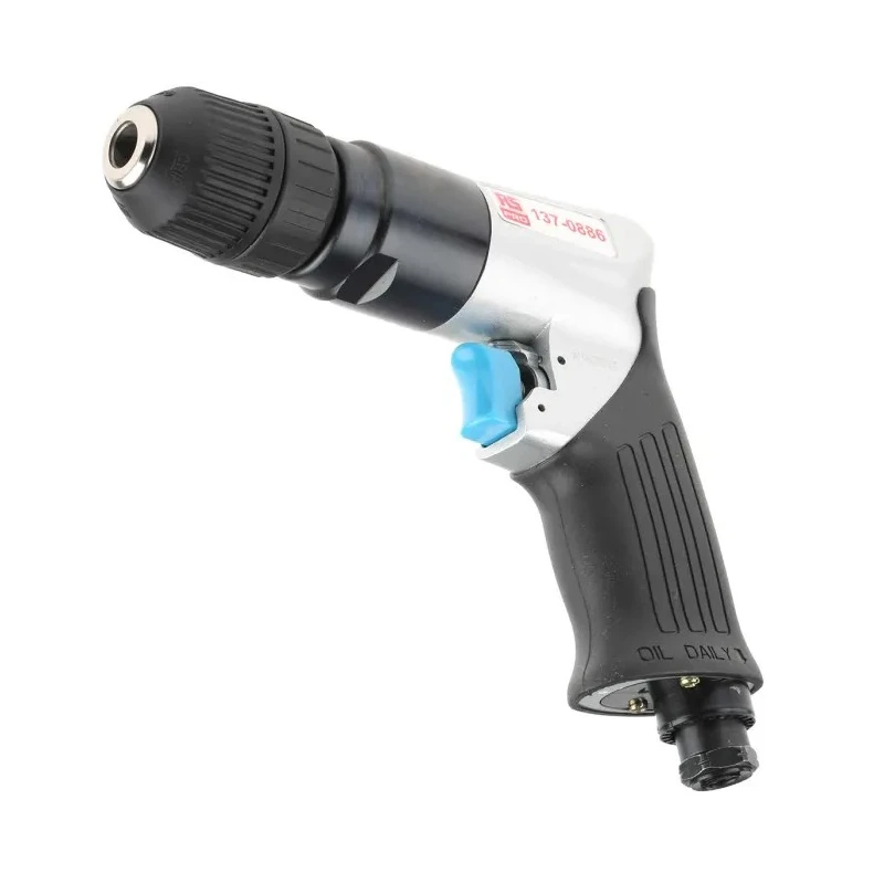 RS PRO 10 mm Keyless Reversible Air Drill 1/4 in Air Inlet BSP Magnesium Body 1800rpm 0.9 kg 0.9 m/s² Vibration 137-0886