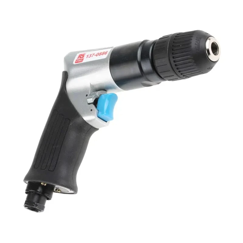 RS PRO 10 mm Keyless Reversible Air Drill 1/4 in Air Inlet BSP Magnesium Body 1800rpm 0.9 kg 0.9 m/s² Vibration 137-0886