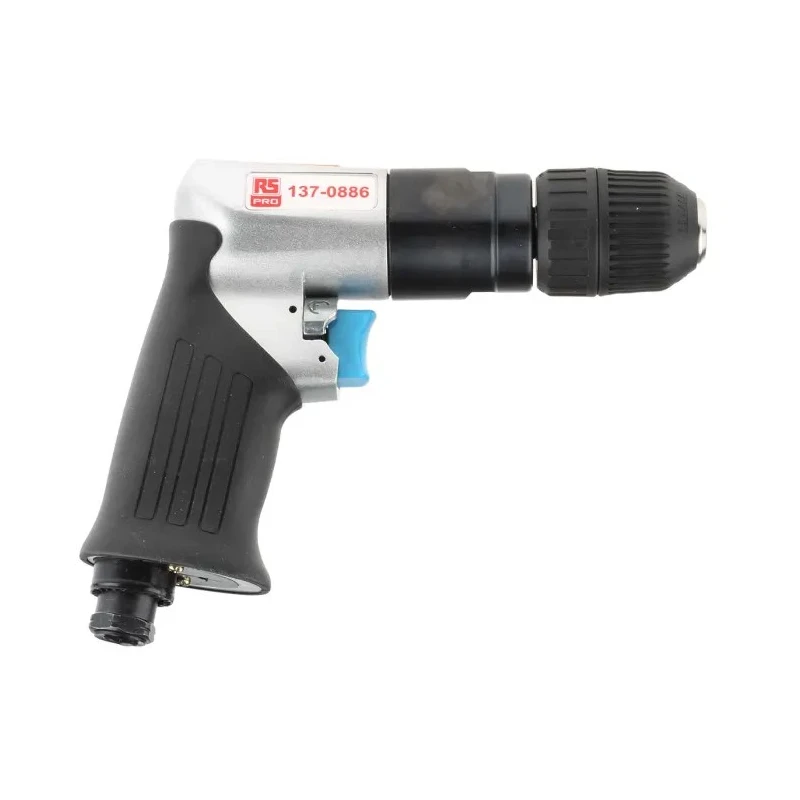 RS PRO 10 mm Keyless Reversible Air Drill 1/4 in Air Inlet BSP Magnesium Body 1800rpm 0.9 kg 0.9 m/s² Vibration 137-0886