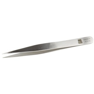 RS PRO Stainless Steel Flat Tweezer 120mm Anti-Acid Anti-Magnetic 136-9836