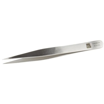 RS PRO Stainless Steel Flat Tweezer 120mm Anti-Acid Anti-Magnetic 136-9836