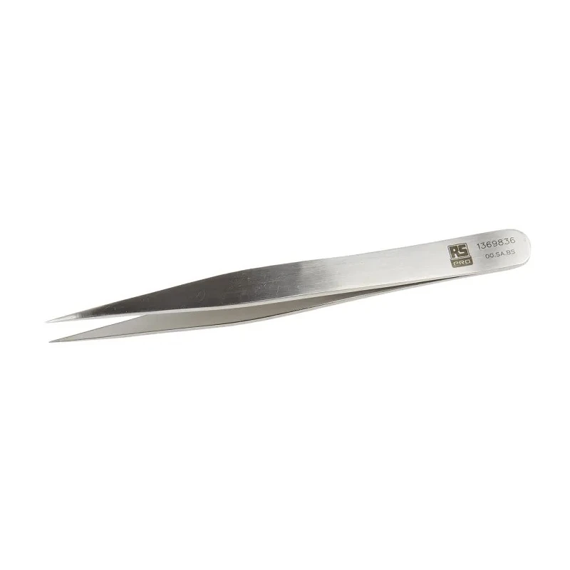 RS PRO Stainless Steel Flat Tweezer 120mm Anti-Acid Anti-Magnetic 136-9836