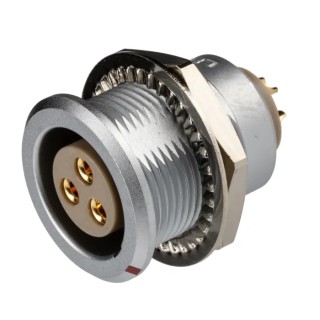 LEMO Circular Connector 3 Contacts Panel Mount 22 mm Socket Female IP50 Brass Gold Plated EGG.3B.303.CLL