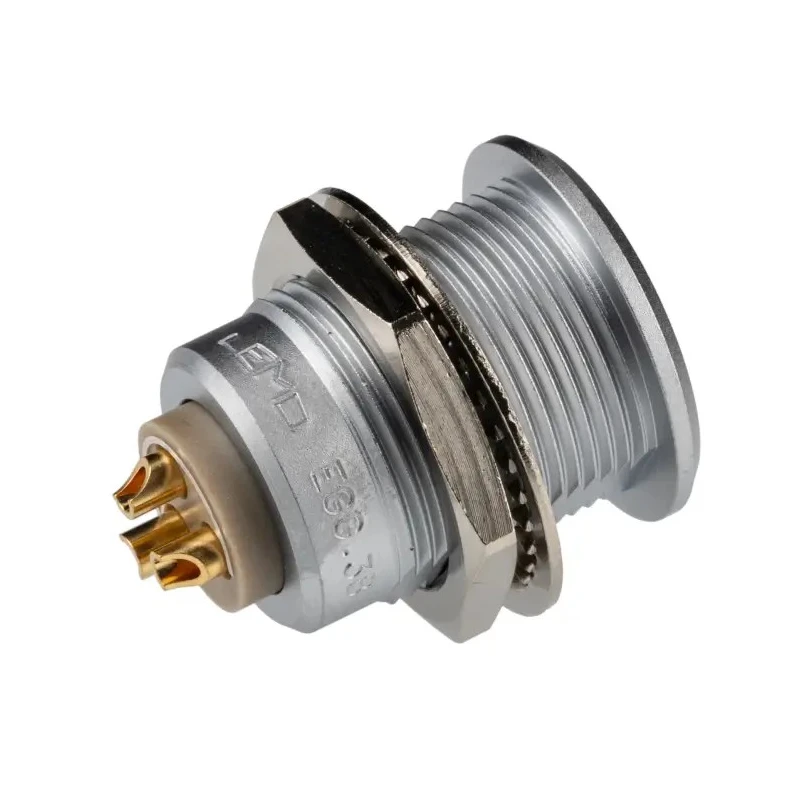 LEMO Circular Connector 3 Contacts Panel Mount 22 mm Socket Female IP50 Brass Gold Plated EGG.3B.303.CLL